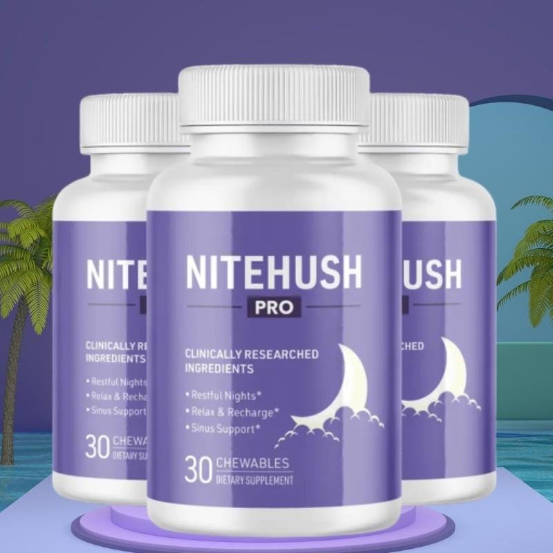 NiteHush Pro chewable supplement — 30 chewables — Clinically Researched Ingredients for Restful Nights Relax & Recharge Sinus Support