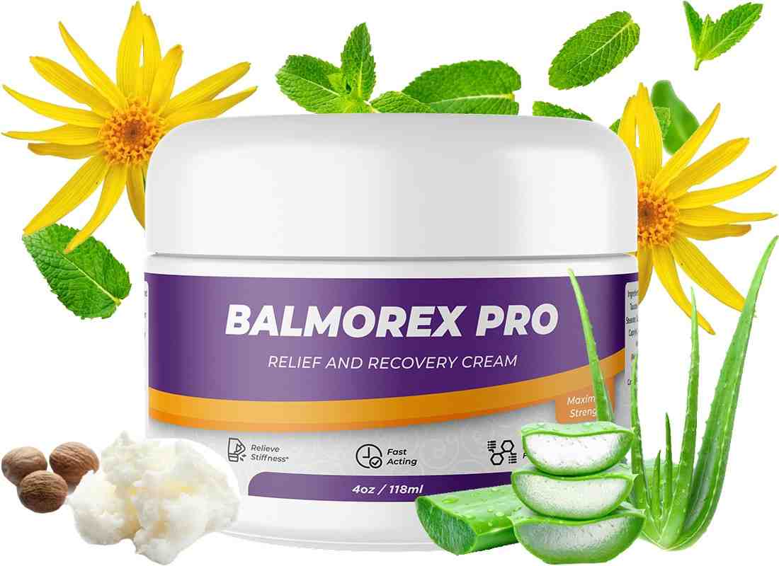 Balmorex Pro Relief and Recovery Cream 4oz 118ml jar by PhytoThrive Labs — MSM Arnica Oil Boswellia Aloe Vera Shea Butter Ginger Menthol joint back muscle cream