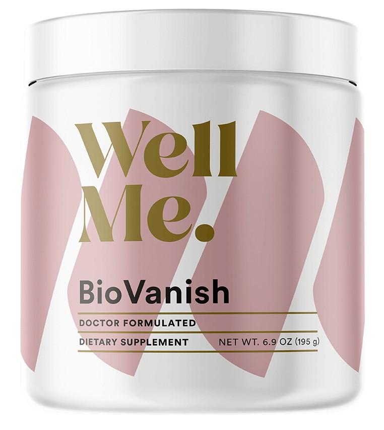 BioVanish WellMe Doctor Formulated Dietary Supplement 6.9 oz 195g powder — cocoa chocolate weight loss drink mix with MCT oil L-Theanine and B vitamins