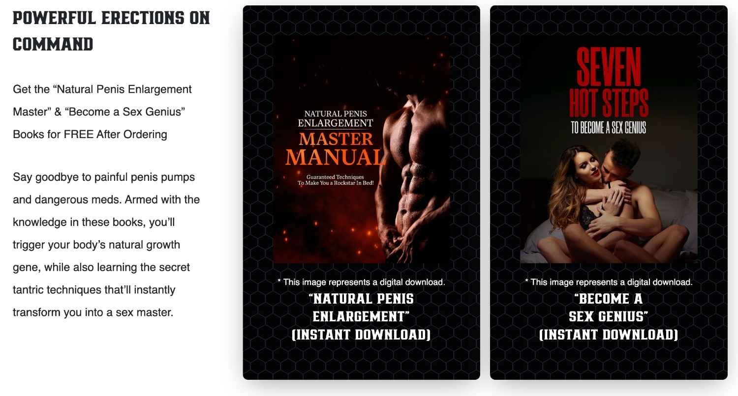 ErecPrime bonus books — Natural Penis Enlargement Master and Become a Sex Genius by Ethan Cox — free instant digital downloads with 3 and 6 bottle orders