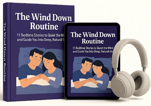 The Wind Down Routine — 11 bedtime stories to quiet the mind and guide you into deep natural sleep — eBook and audio format by Dr. Collins — free bonus with Yu Sleep 3 and 6 month orders
