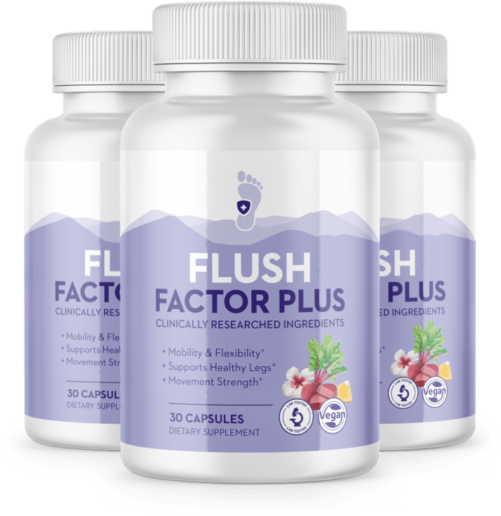 Flush Factor Plus 30 capsules dietary supplement — vegan lab-tested clinically researched ingredients for mobility flexibility healthy legs — beetroot hibiscus asparagus L-citrulline bromelain black cumin seed