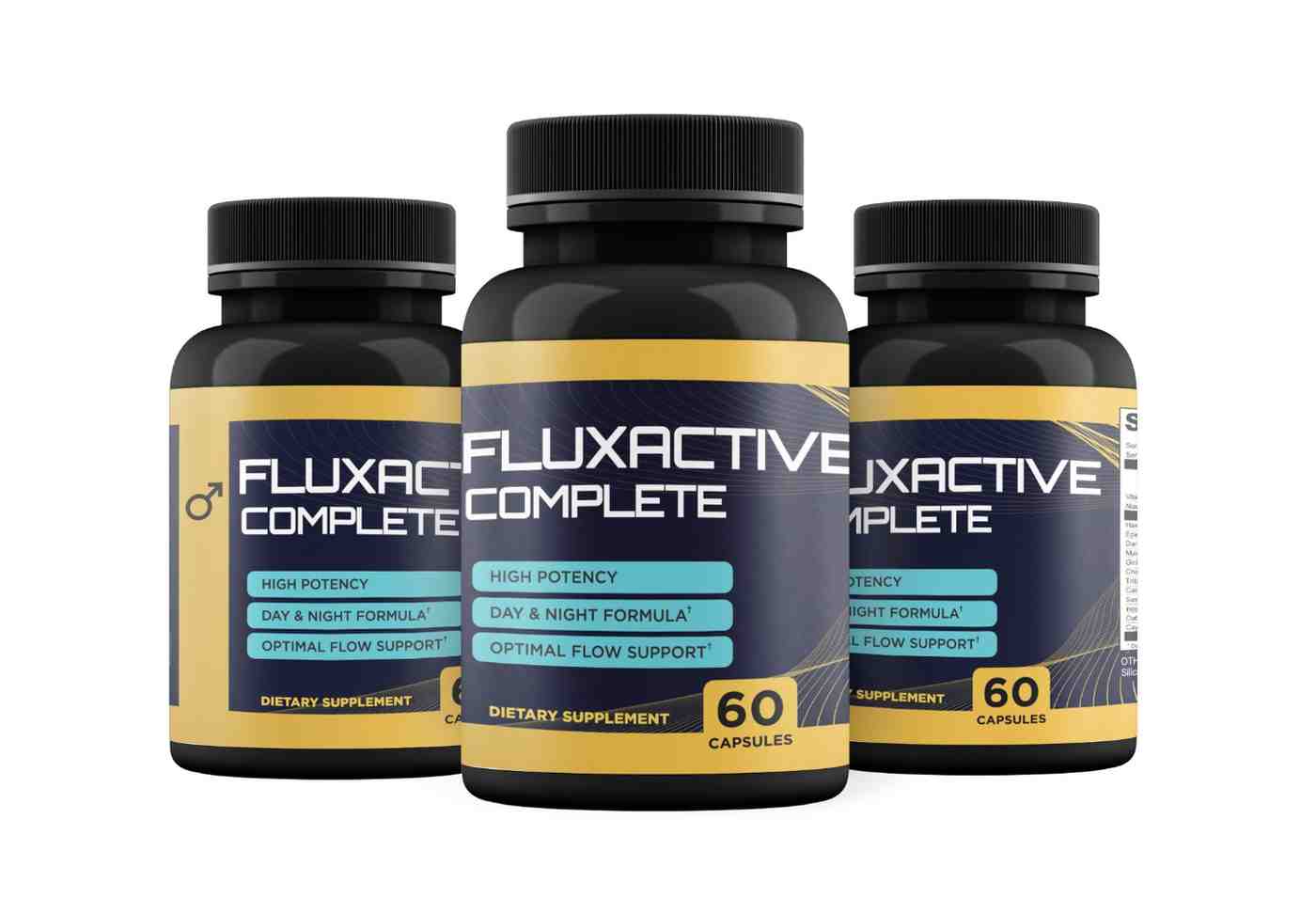 Fluxactive Complete 3 bottles — 14-in-1 prostate wellness formula with Saw Palmetto, Ginkgo Biloba, Chinese Ginseng capsules for urinary flow and male vitality