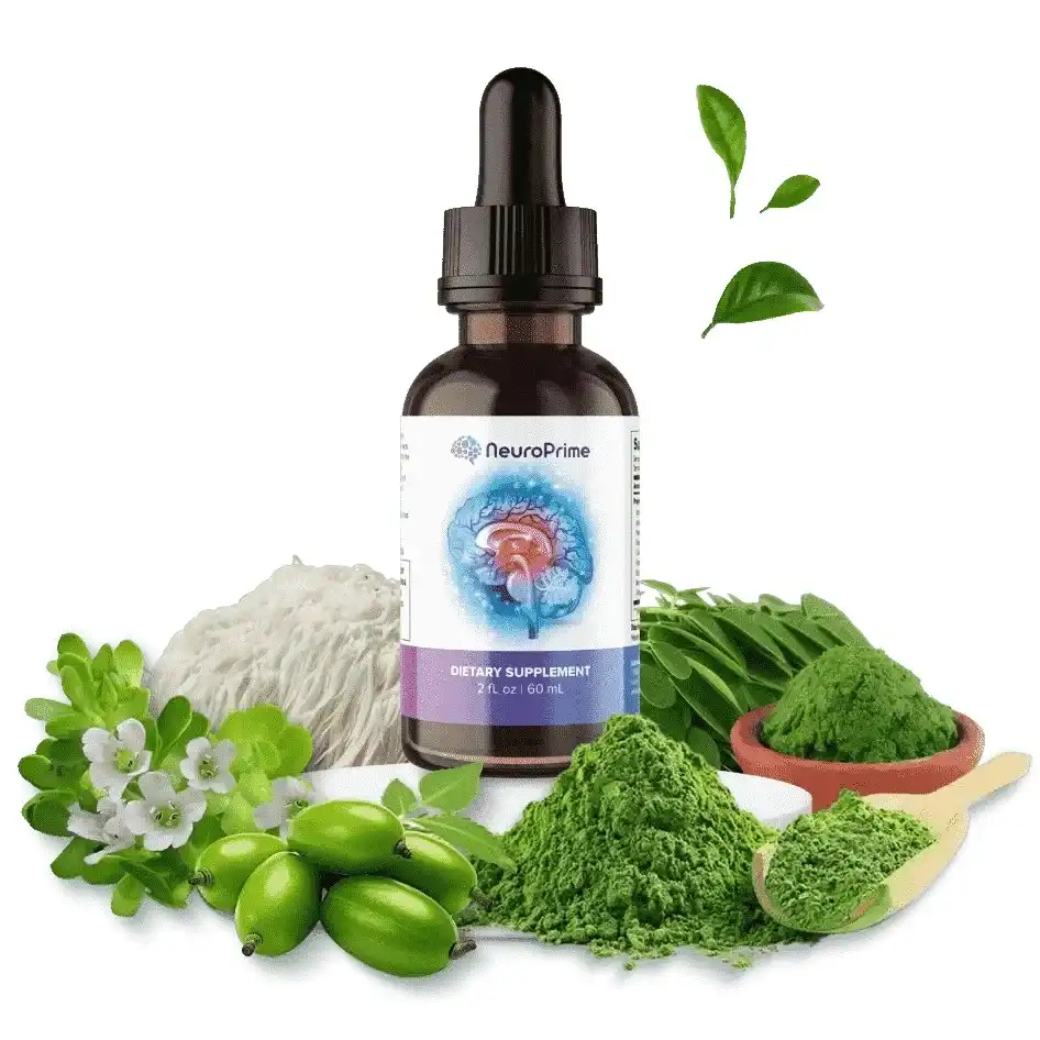 NeuroPrime 2 fl oz 60ml liquid dropper brain supplement — Lion's Mane Mushroom, Moringa, Spirulina, Chlorella, Bacopa Monnieri, Ginkgo Biloba botanical nootropic formula