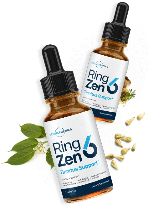 RingZen6 by ScienceGenics — Tinnitus Support liquid dropper bottles — Reduces Ear Noise Sensitivity, Anti Ringing and Buzzing, Improved Cognitive Function — 2oz 60ml