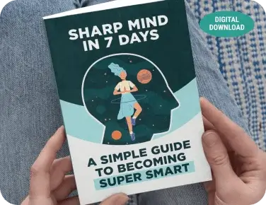 Sharp Mind In 7 Days A Simple Guide To Becoming Super Smart — free digital bonus eBook with Synaptigen 6 bottle order — brain fog clearing MENSA approved sleep position 3-minute word trick