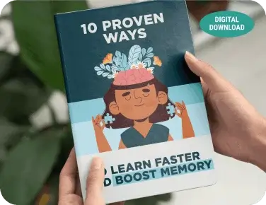 10 Proven Ways to Learn Faster and Boost Memory — free digital bonus eBook with Synaptigen 6 bottle order — catchy jingle powerful rhyme 3 special images faster recall memory connections