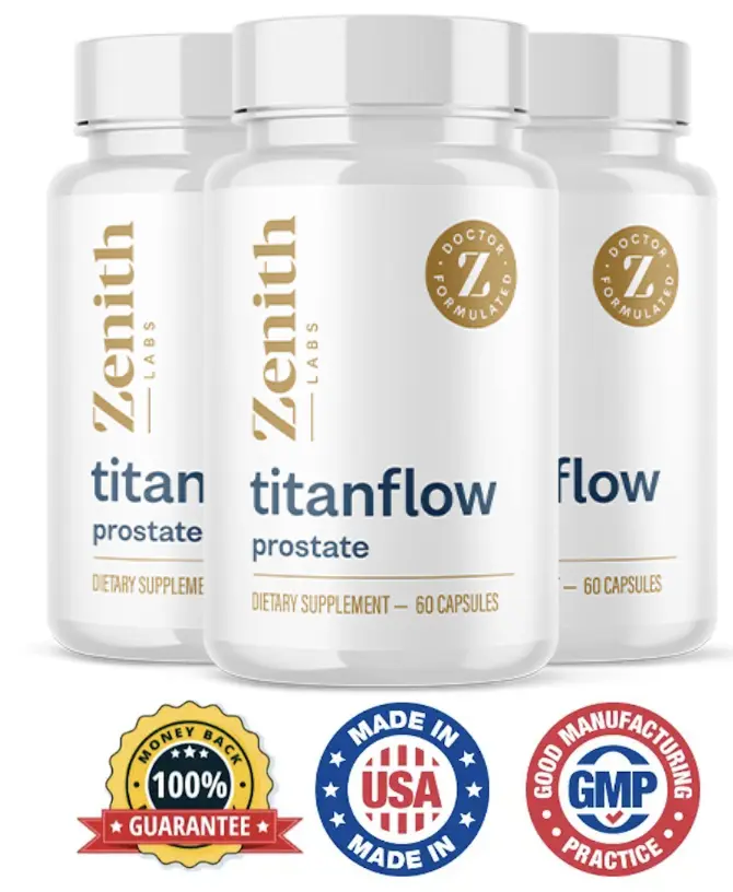 TitanFlow Zenith Labs prostate supplement — 3 bottles, Doctor Formulated, GMP Certified