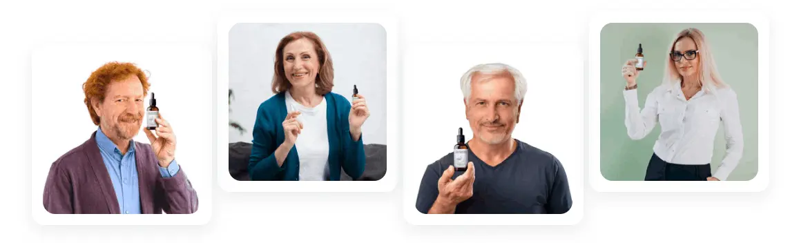 ZenCortex real customer reviews — four verified users holding ZenCortex bottles